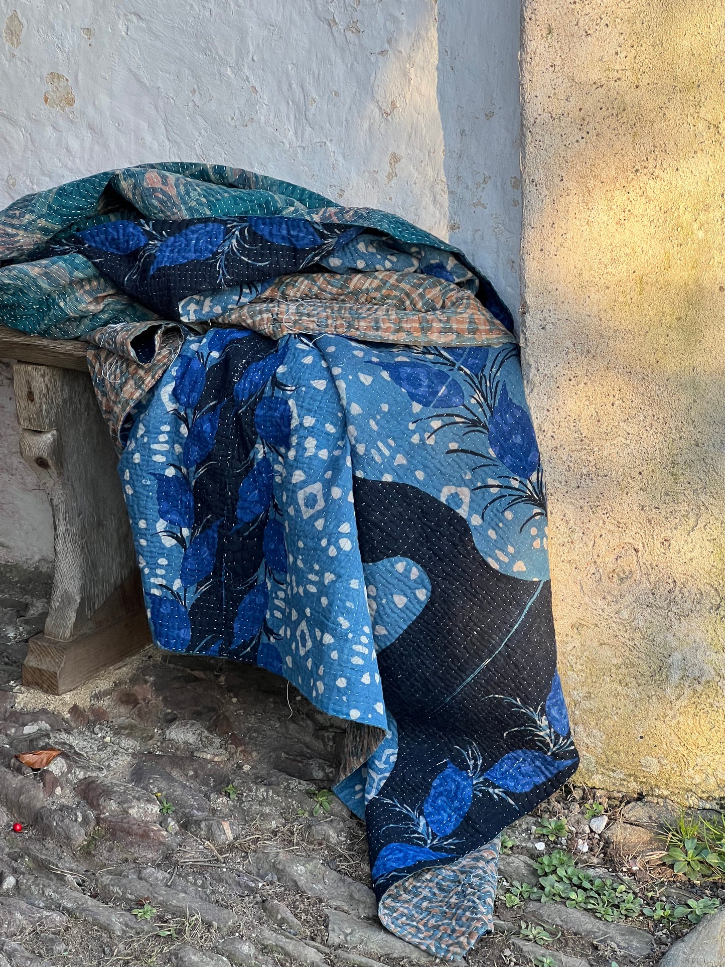 Kantha Quilt ~ indigo Batik