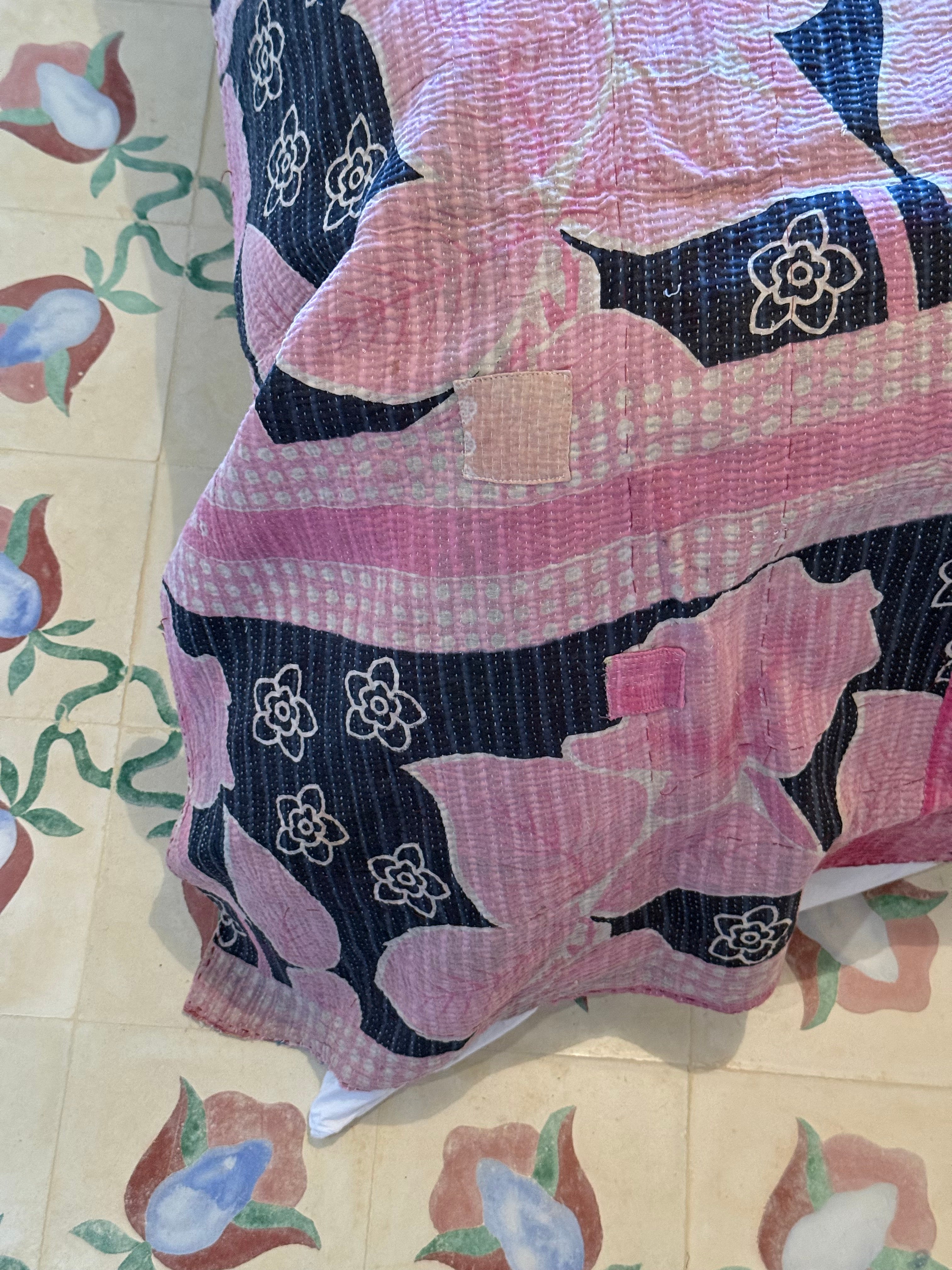 Kantha Quilt ~ Indie Pink