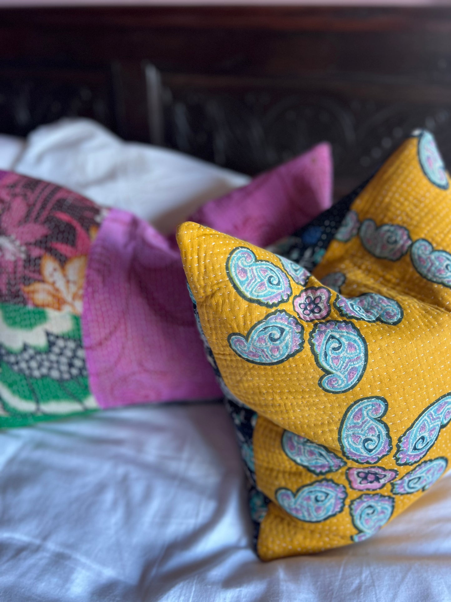 Limited Edition ~ Two Vintage Kantha Cushions