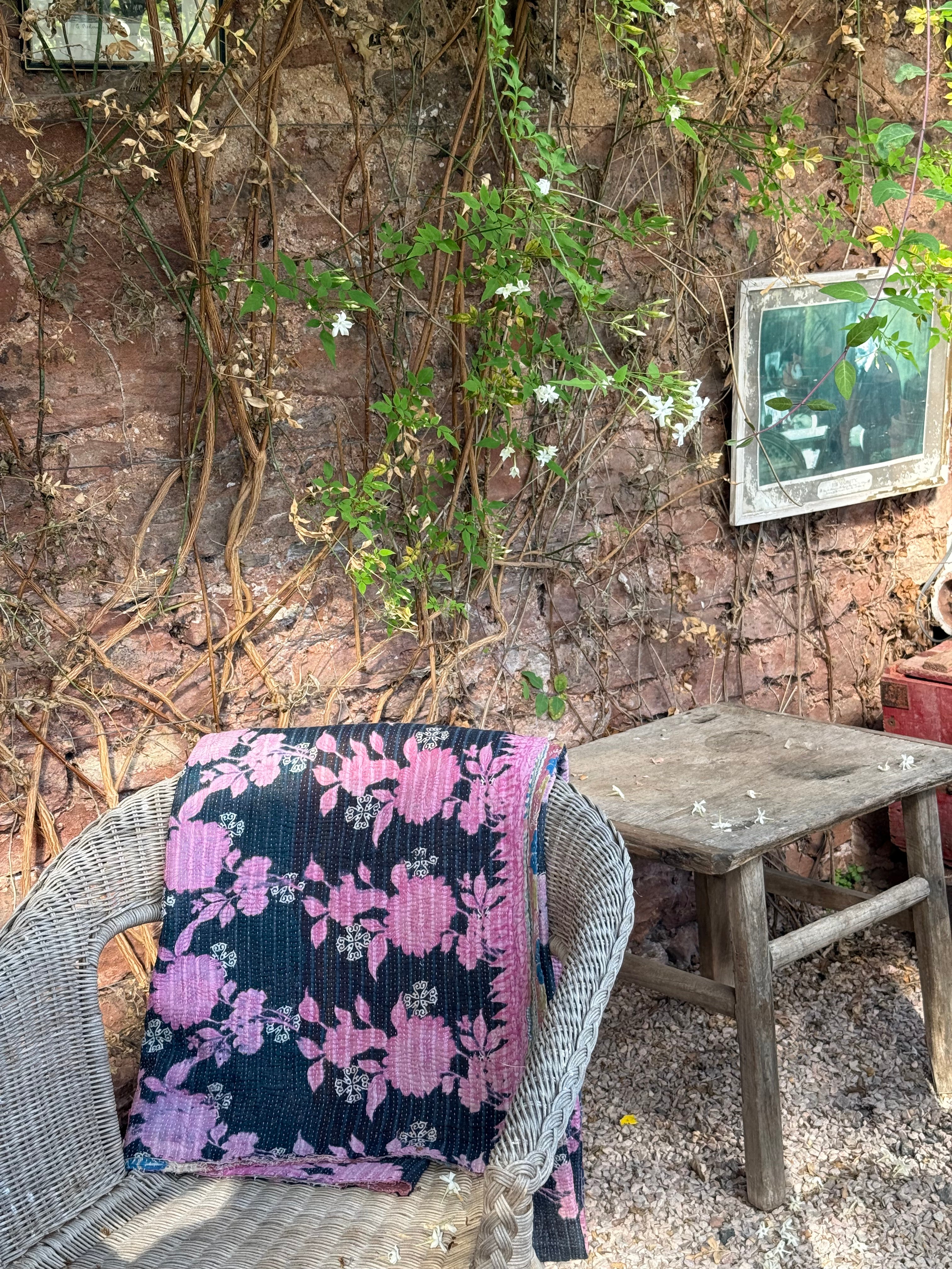 Kantha Quilt ~ Indie Pink