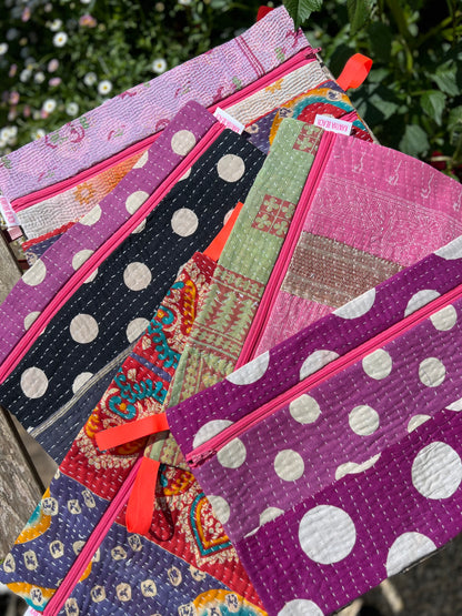 Beauty Bag ~ Kantha Pouch Pocket ~ Every Day Pouch