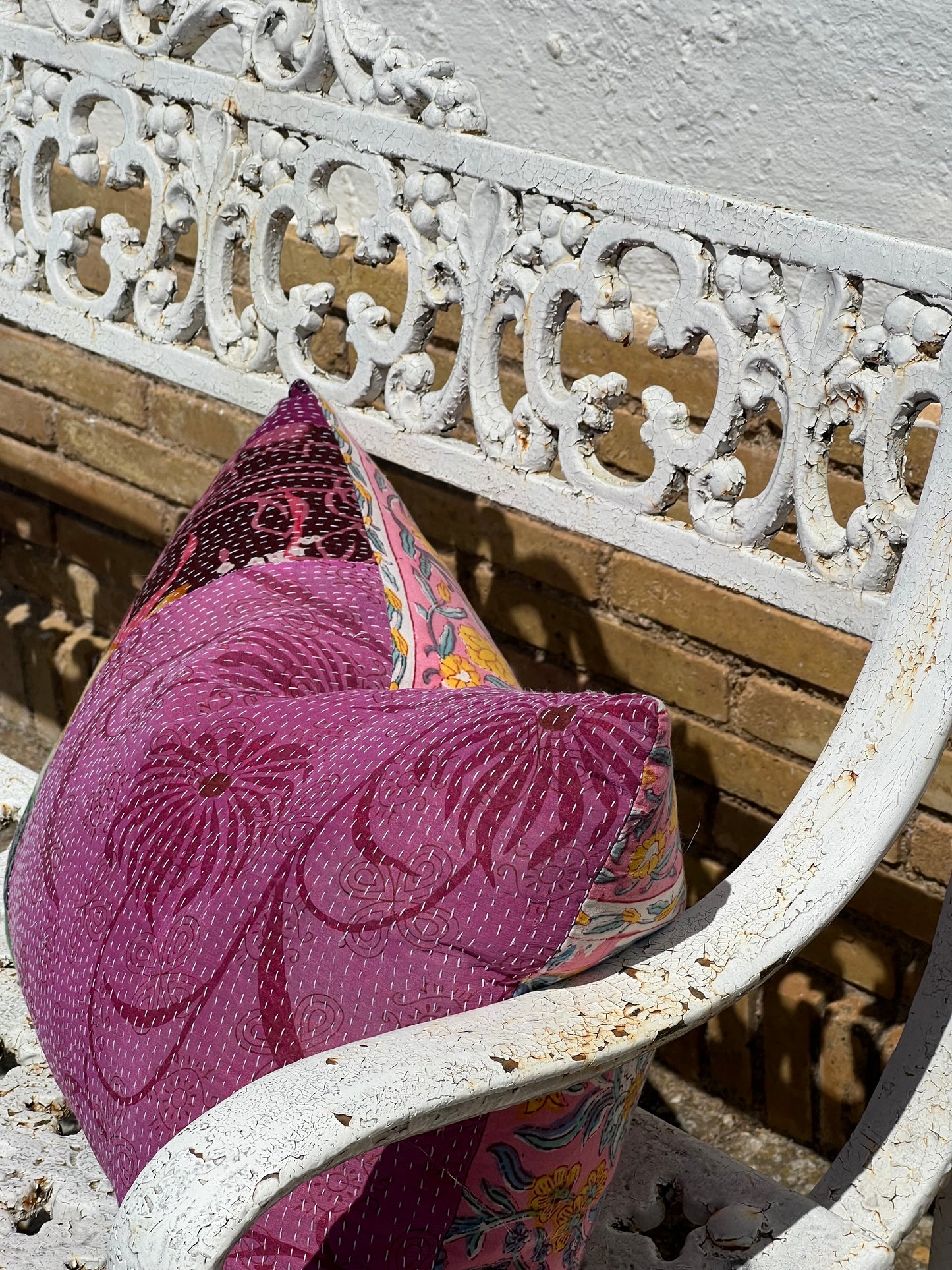 Limited Edition ~ Kantha Cushion  ~ Pink on Pink