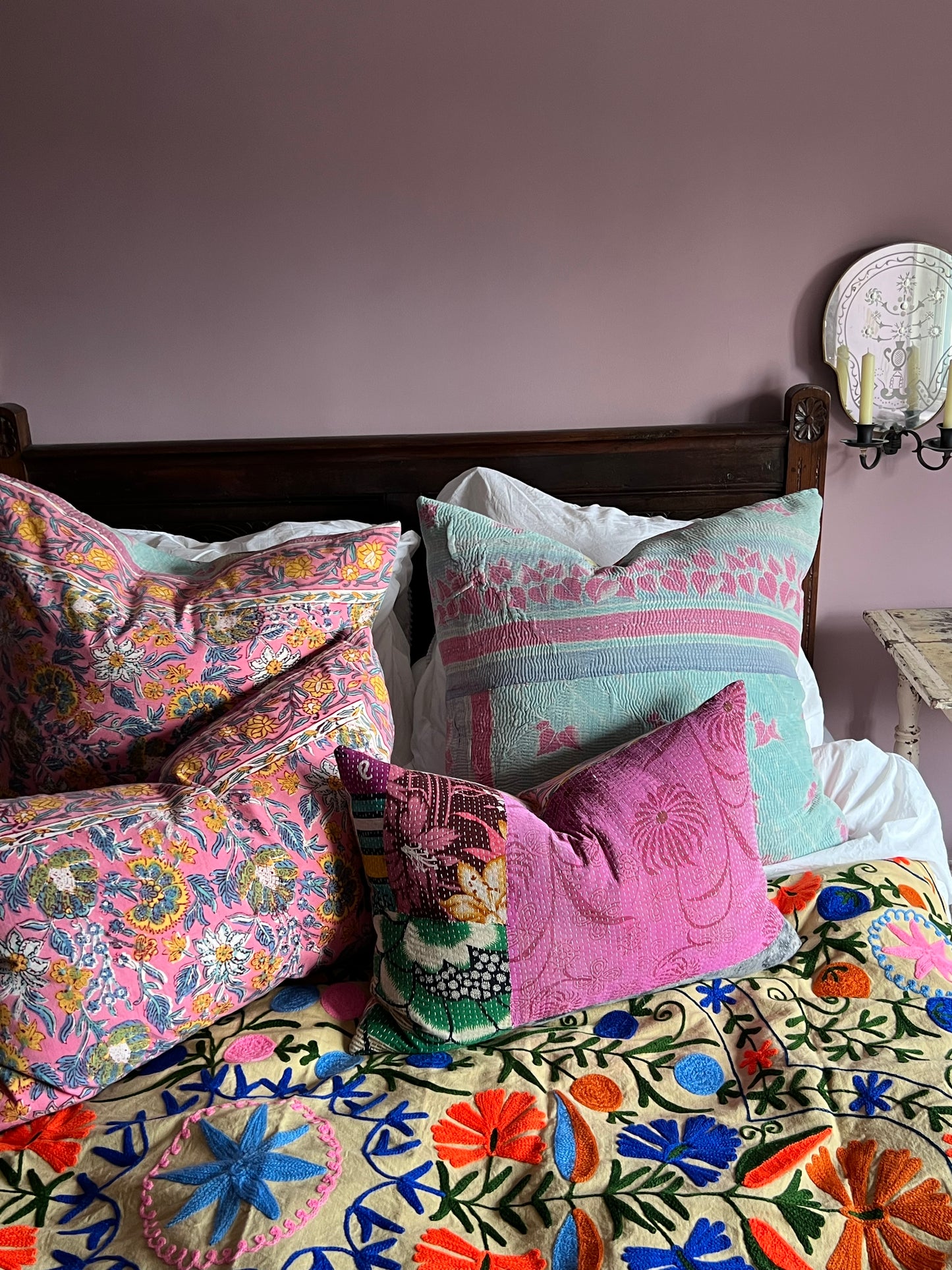 Limited Edition ~ Kantha Cushion  ~ Pink on Pink