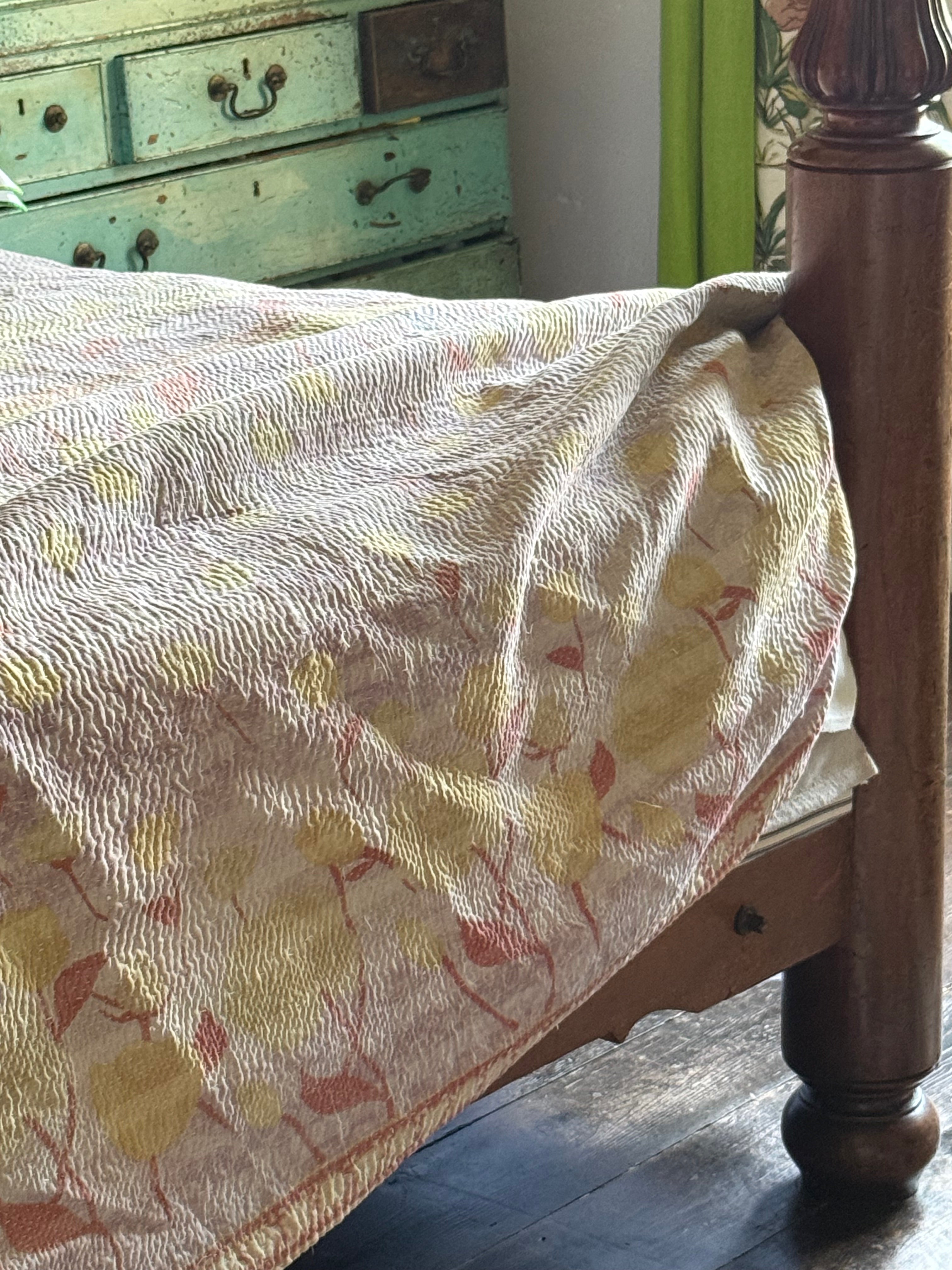 Kantha Quilt ~ Vintage Rose Check