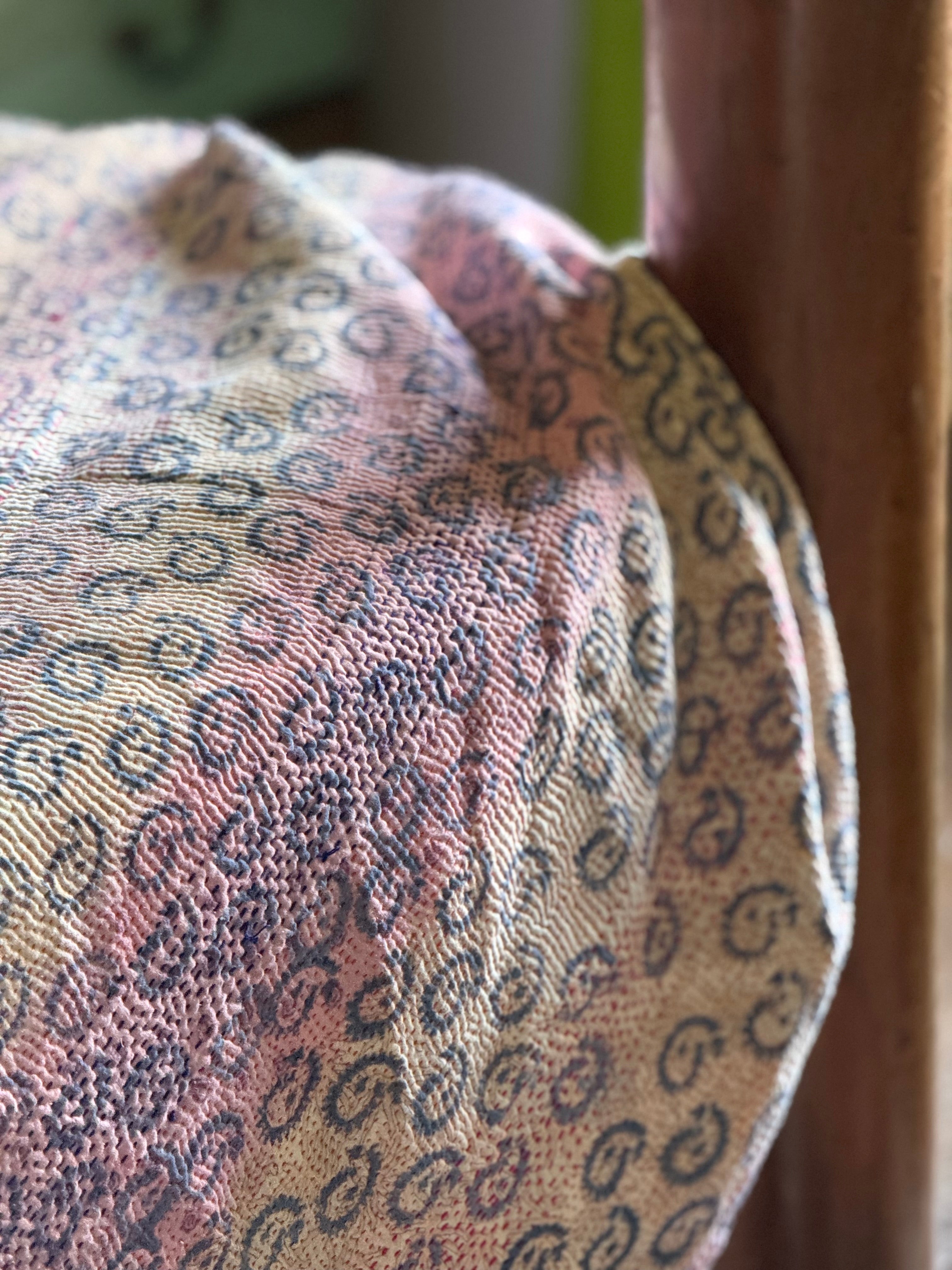 Kantha Quilt ~ Block Print Blanche