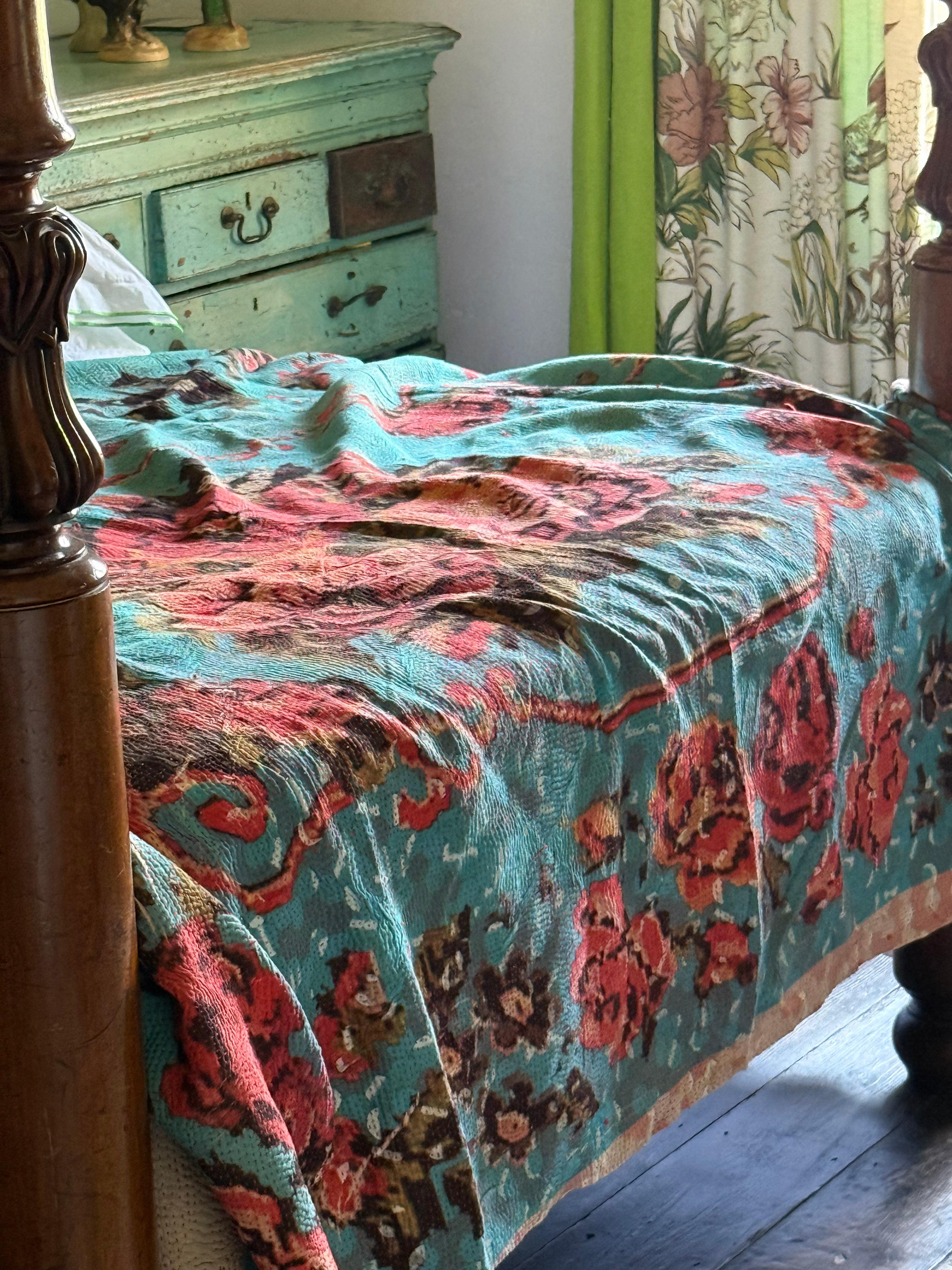 Kantha Quilt ~ Needlepoint Rose
