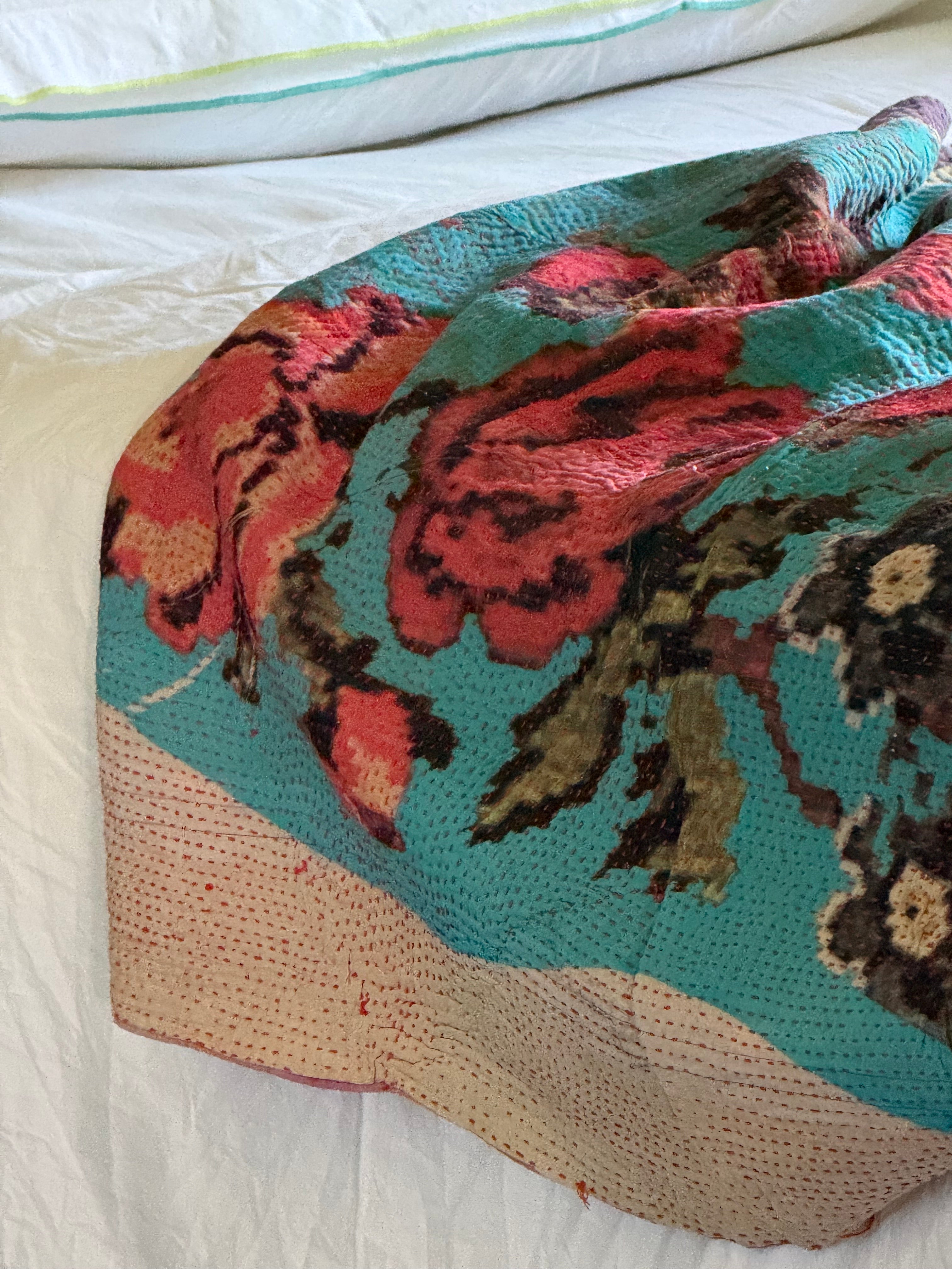 Kantha Quilt ~ Needlepoint Rose
