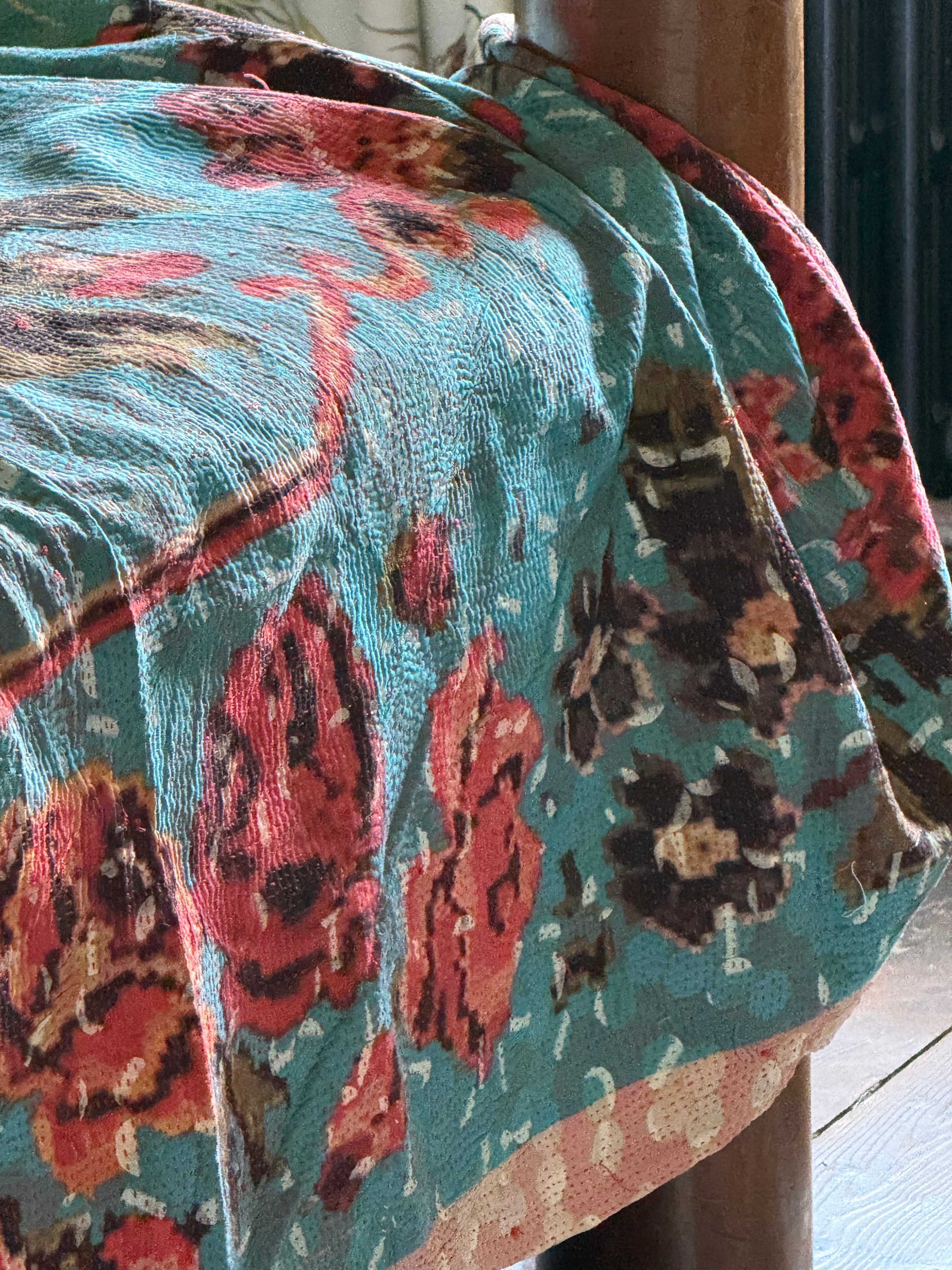 Kantha Quilt ~ Needlepoint Rose