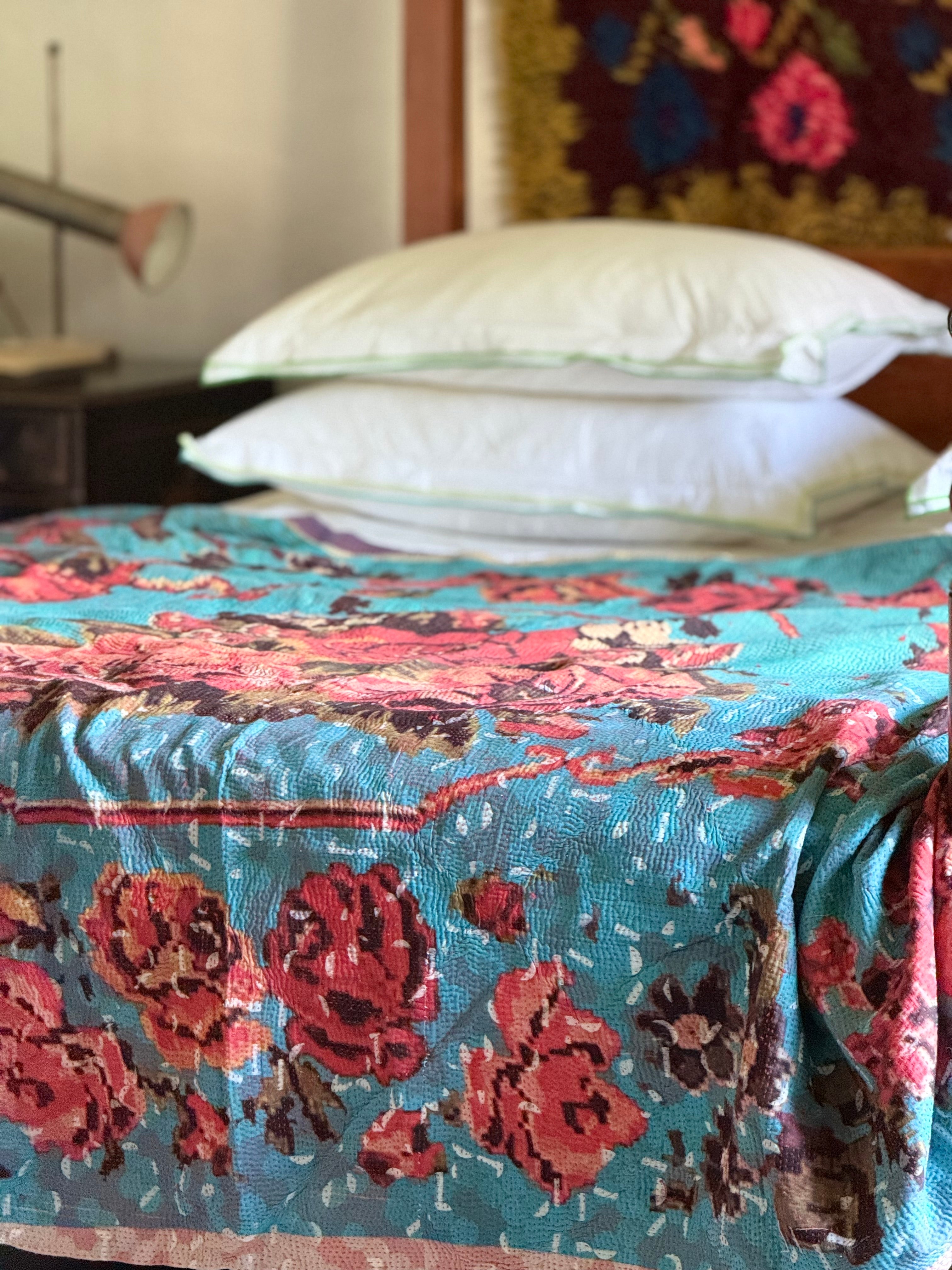 Kantha Quilt ~ Needlepoint Rose