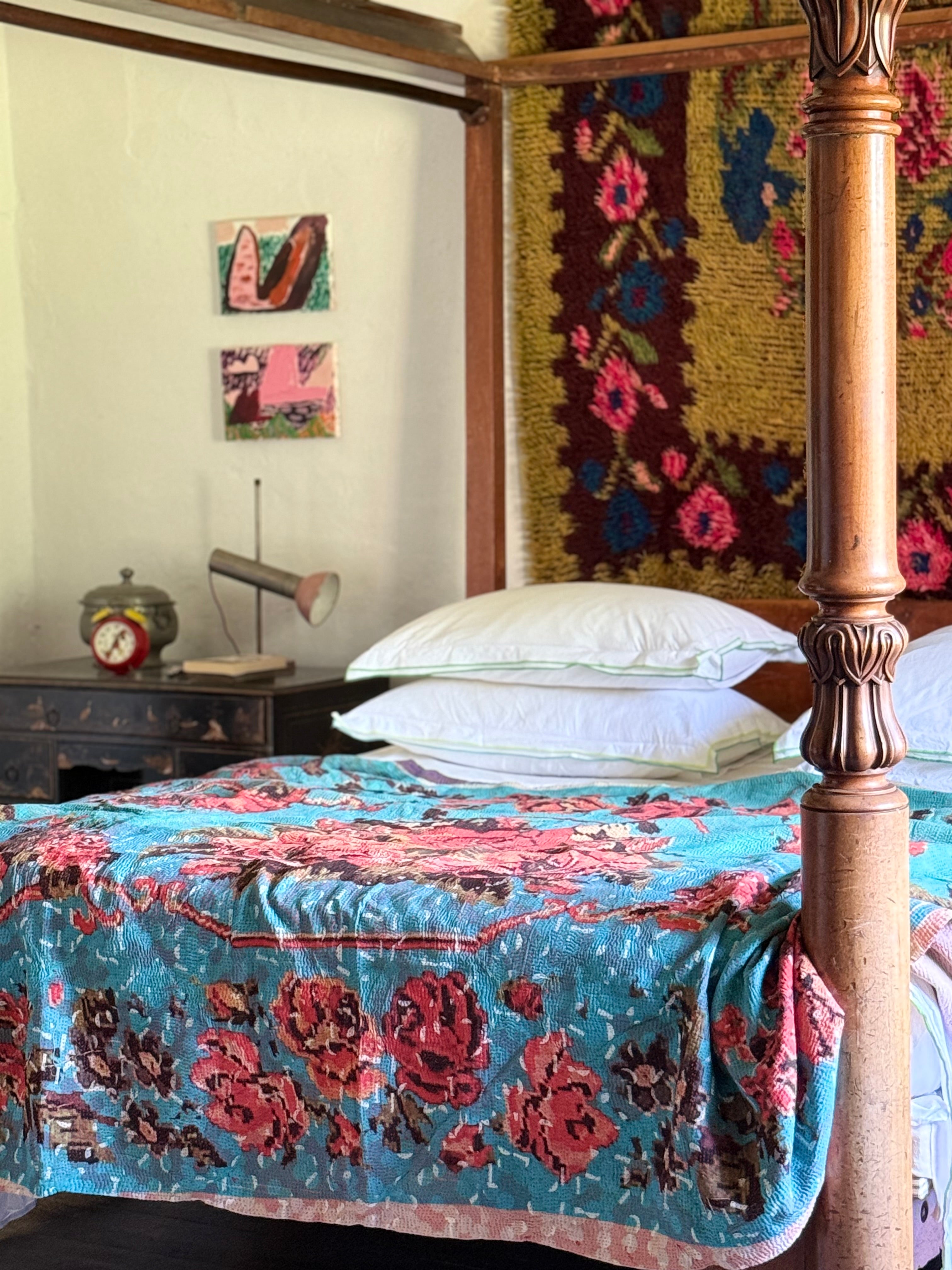 Kantha Quilt ~ Needlepoint Rose