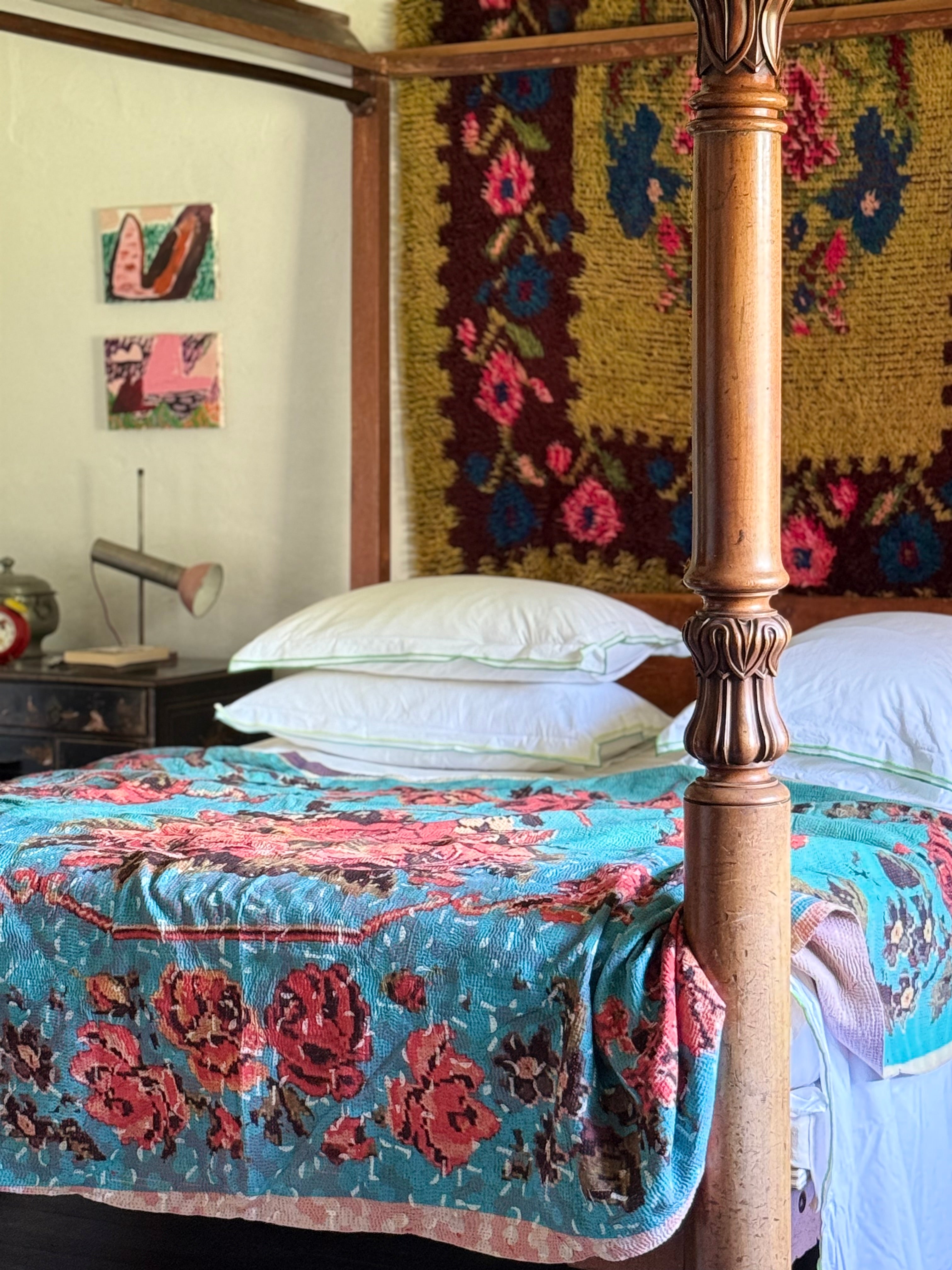 Kantha Quilt ~ Needlepoint Rose