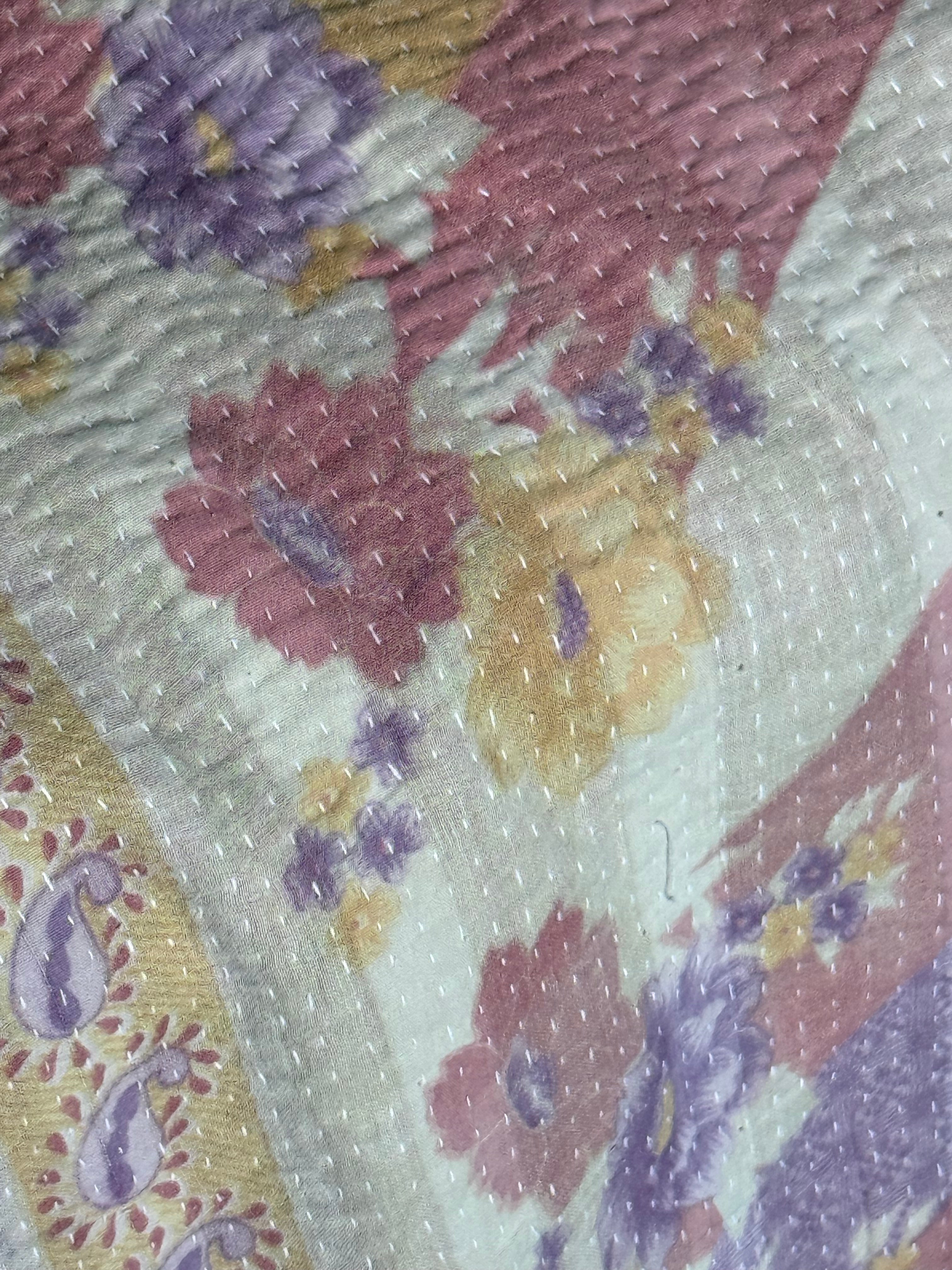 Kantha Quilt ~ Soft Stitch Rose