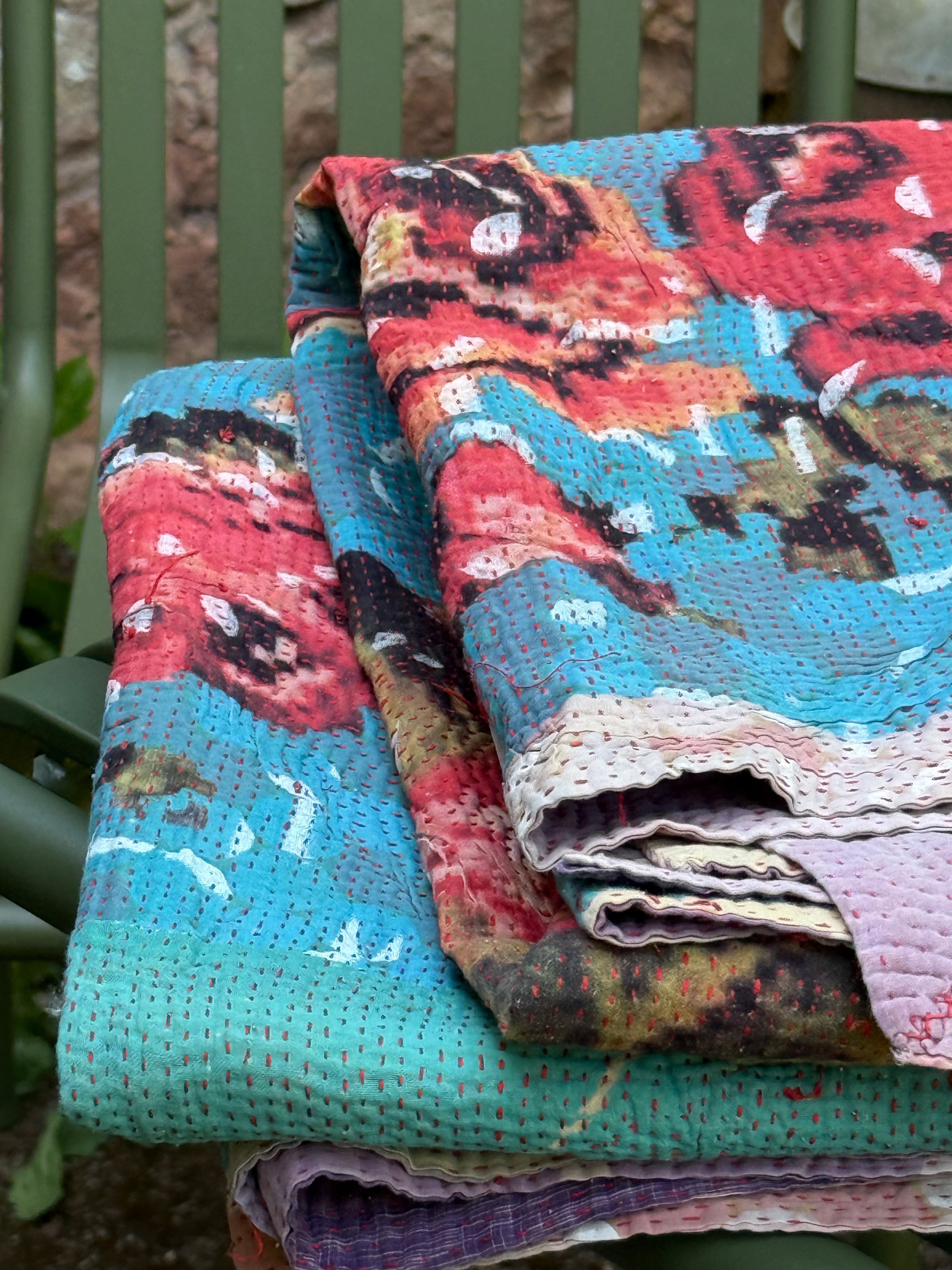Kantha Quilt ~ Needlepoint Rose