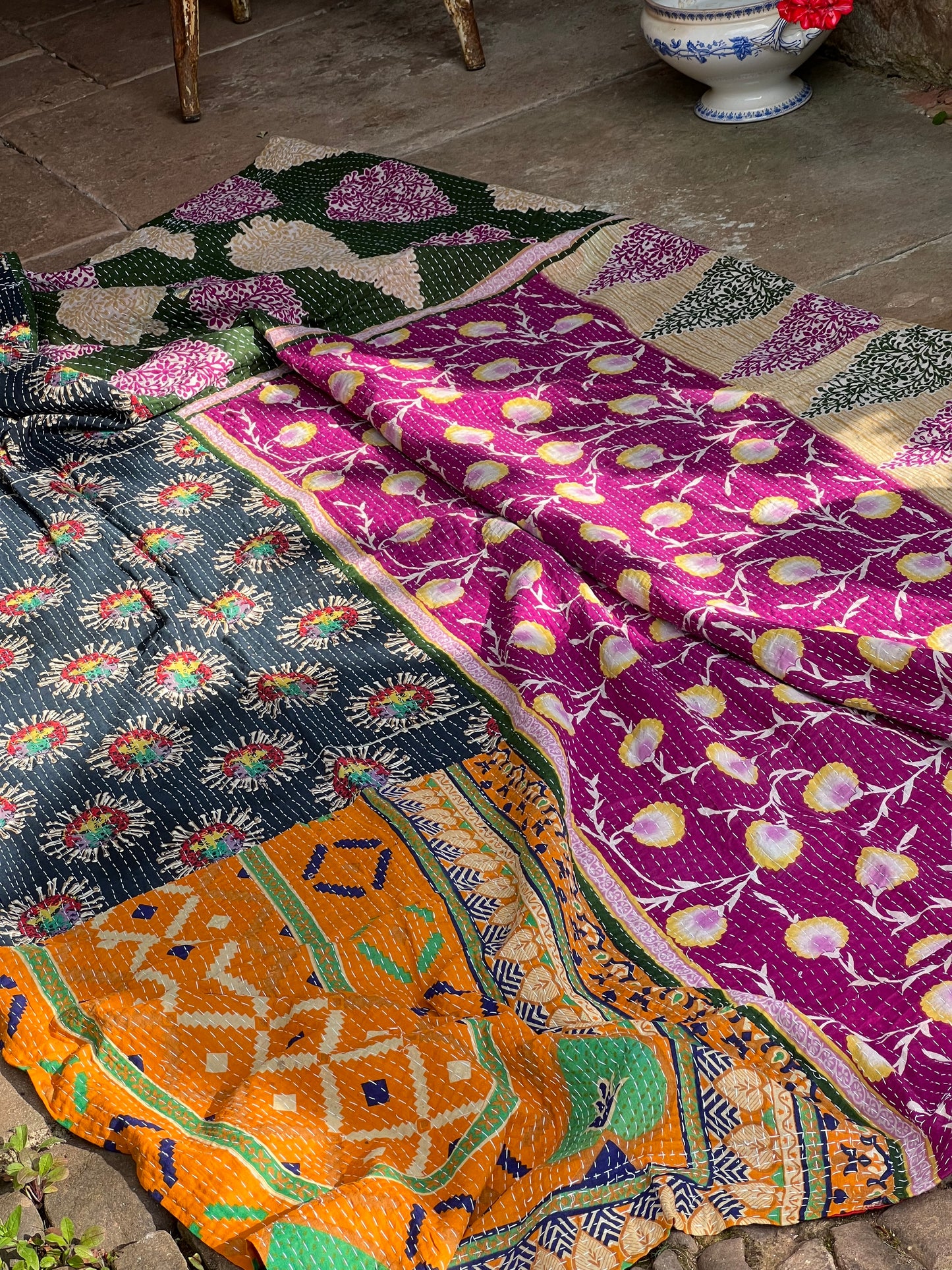 Kantha Quilt ~ Fleur