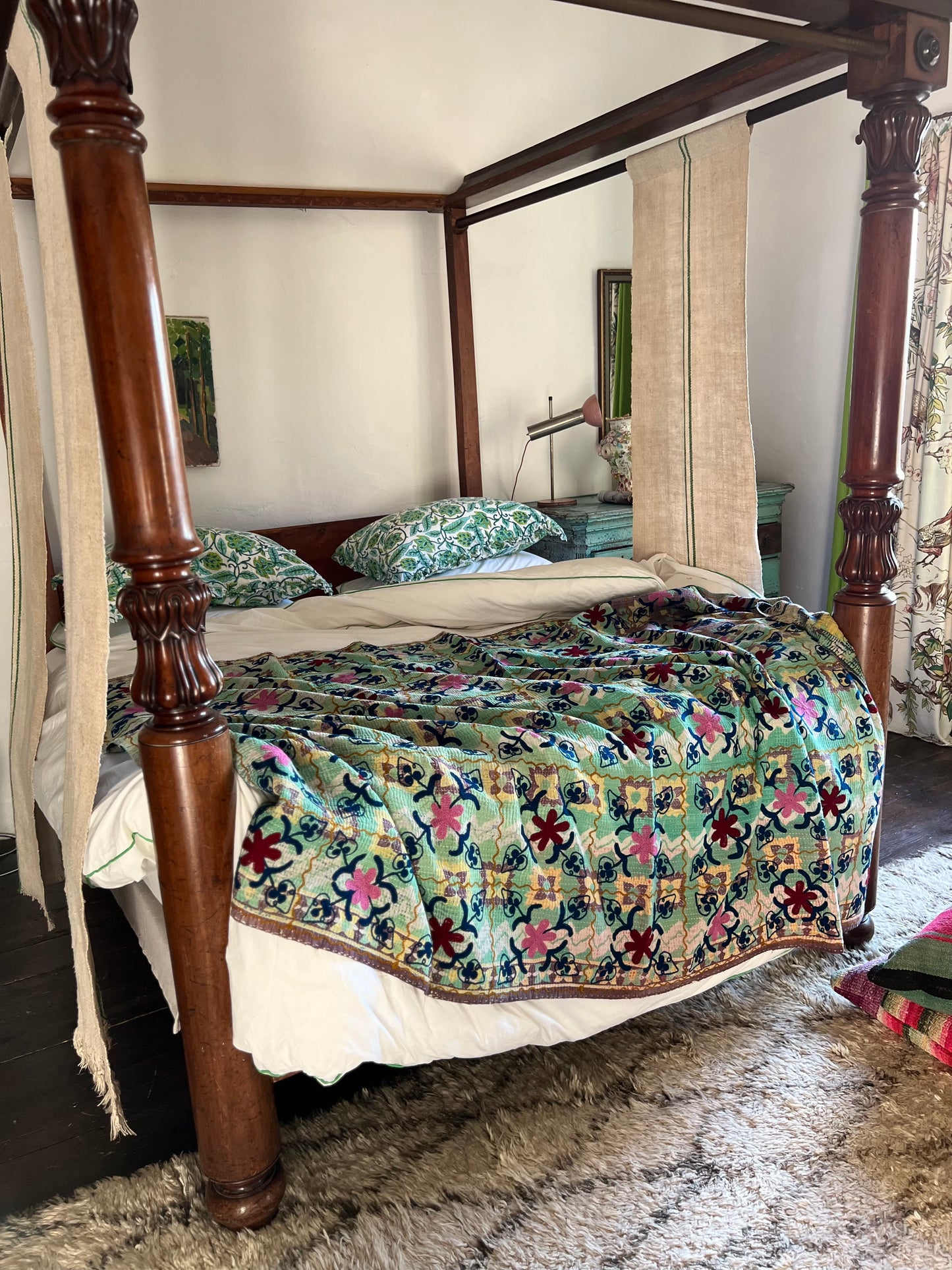 SUZANI Kantha Quilt ~ Fleur