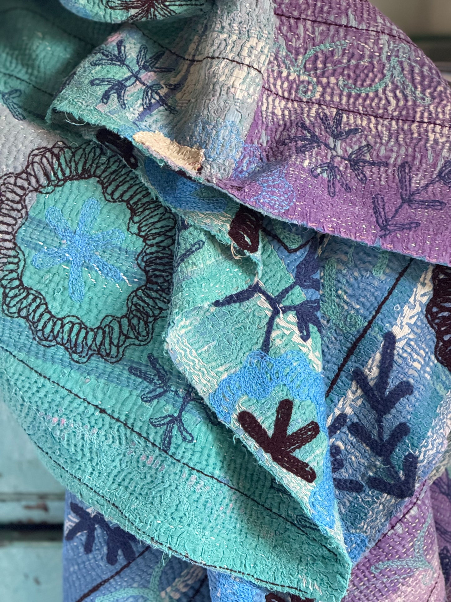 SUZANI Kantha Quilt ~ Eliza