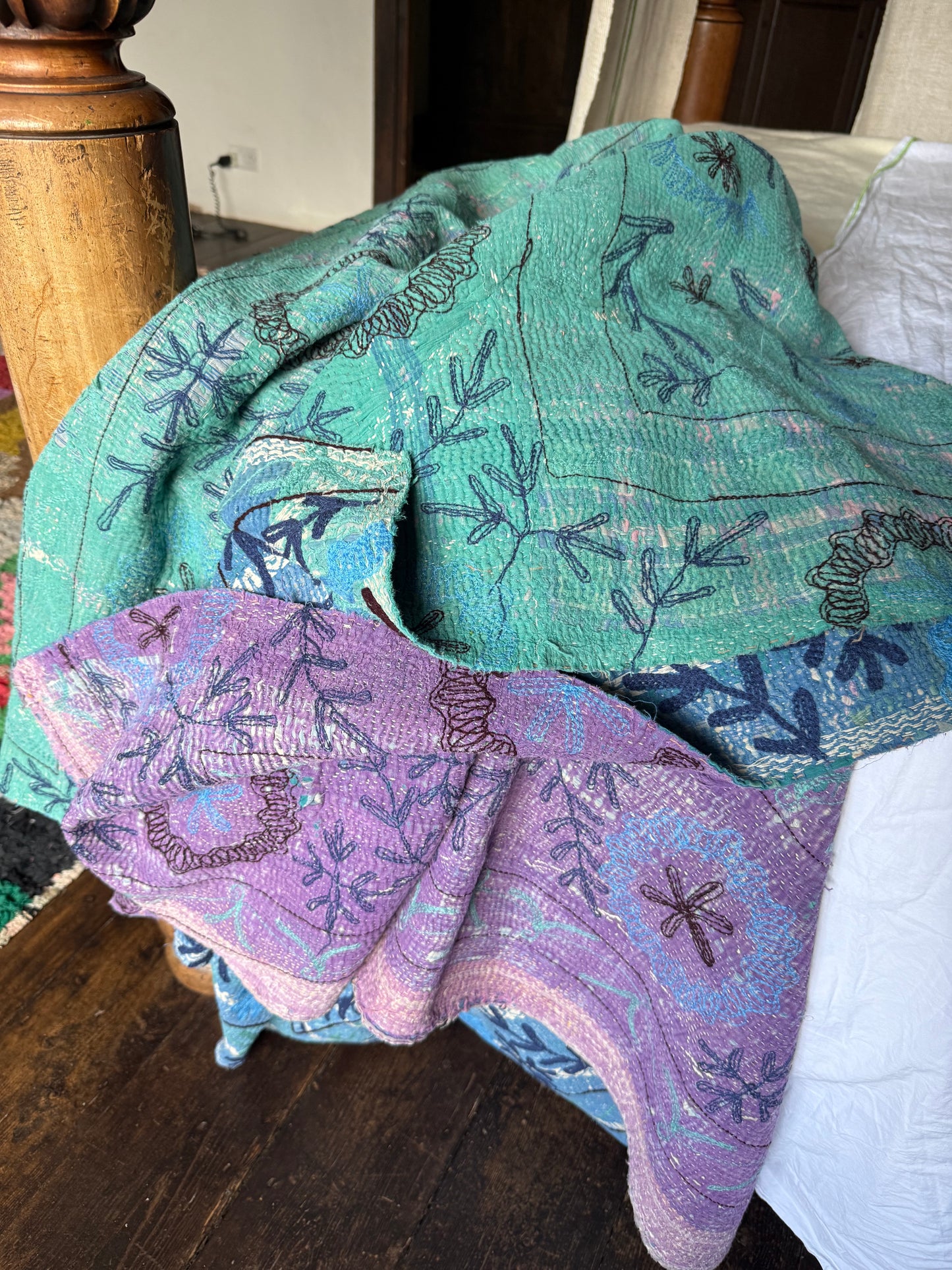 SUZANI Kantha Quilt ~ Eliza