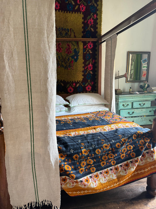 Kantha Quilt ~ Indigo