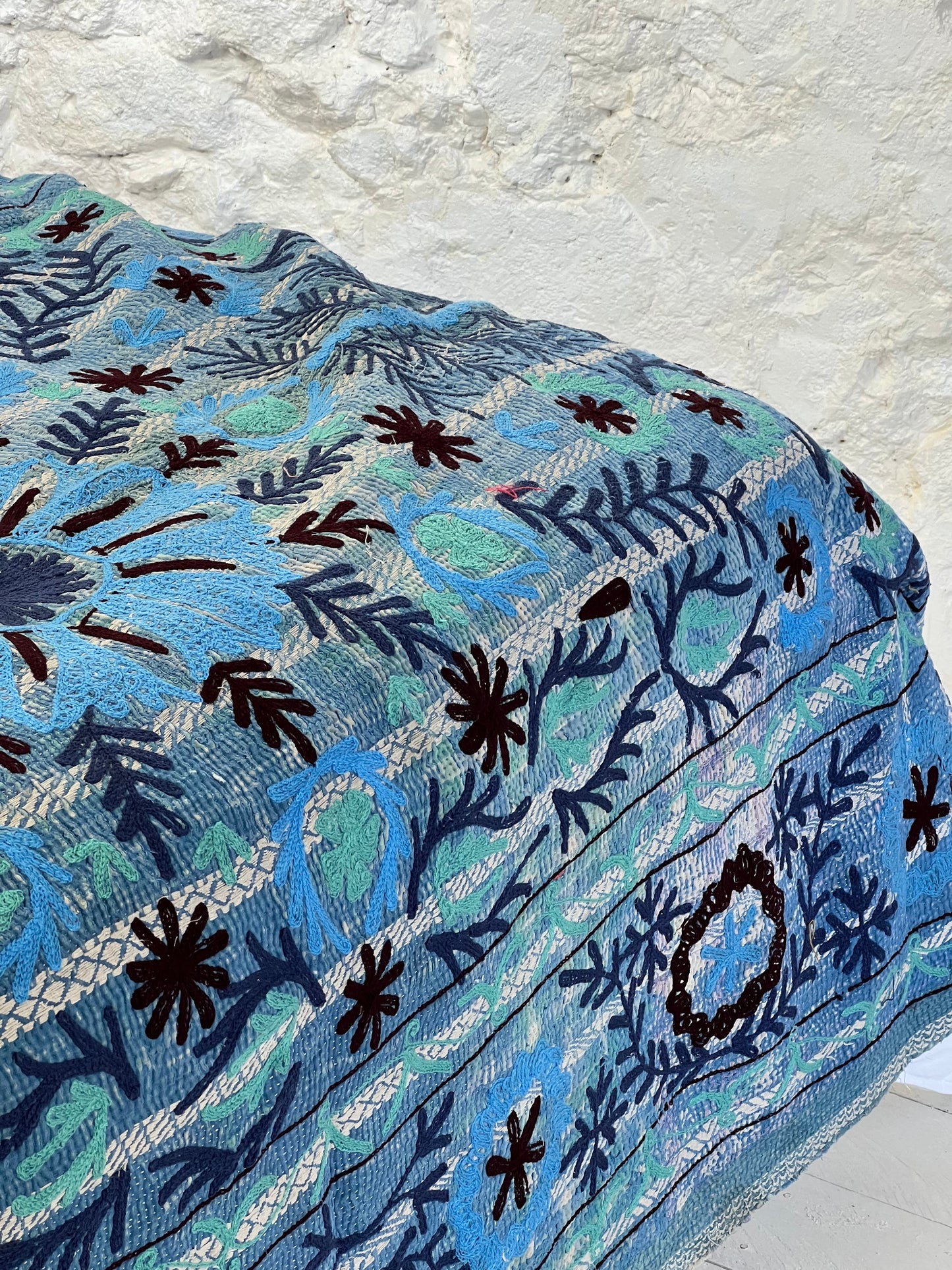 SUZANI Kantha Quilt ~ Blue