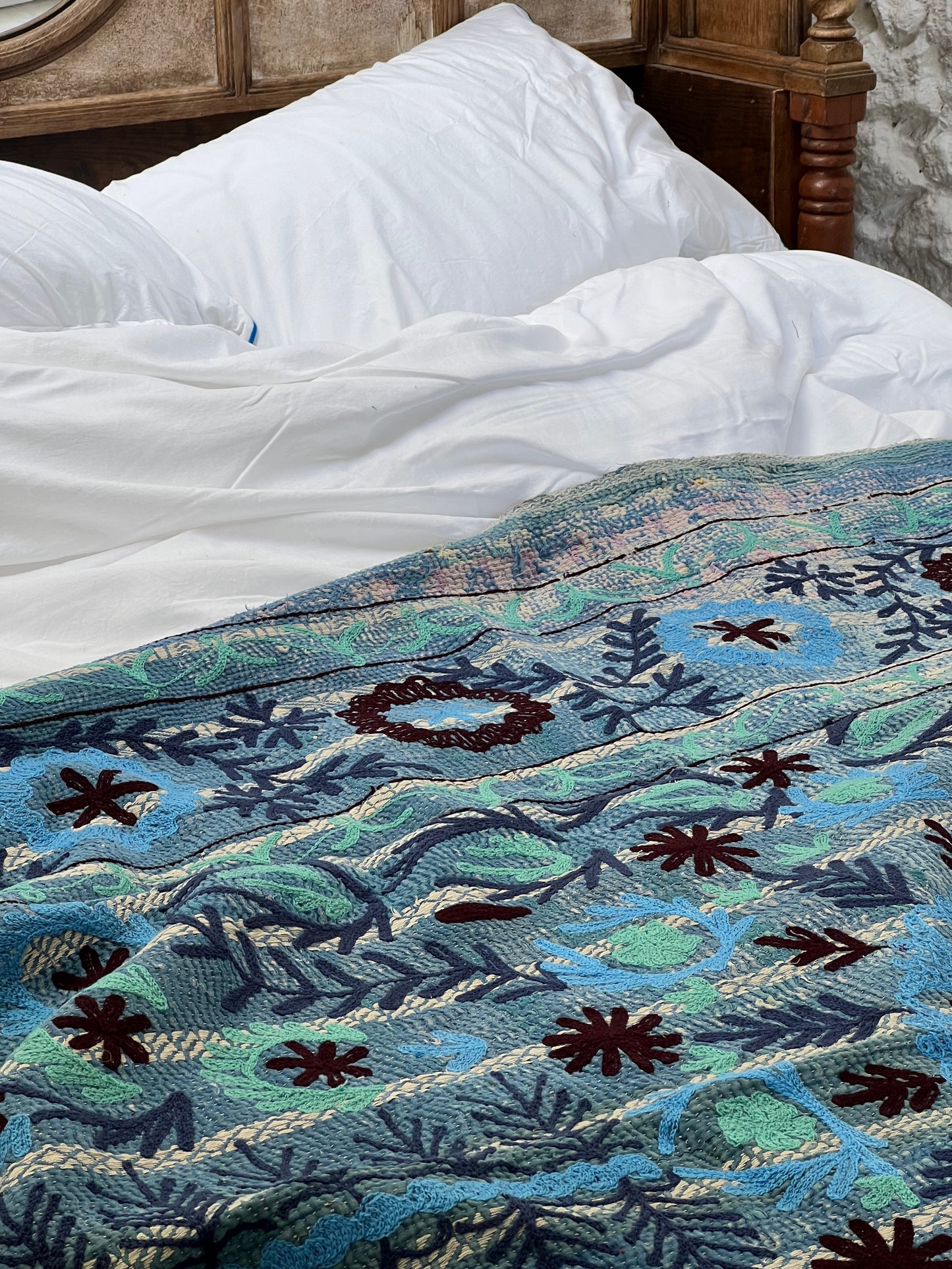 SUZANI Kantha Quilt ~ Blue