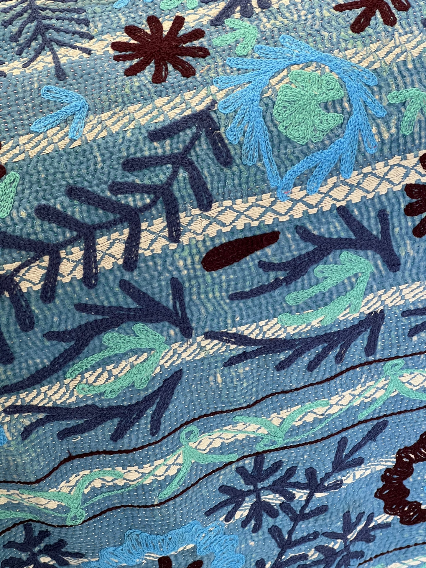 SUZANI Kantha Quilt ~ Blue