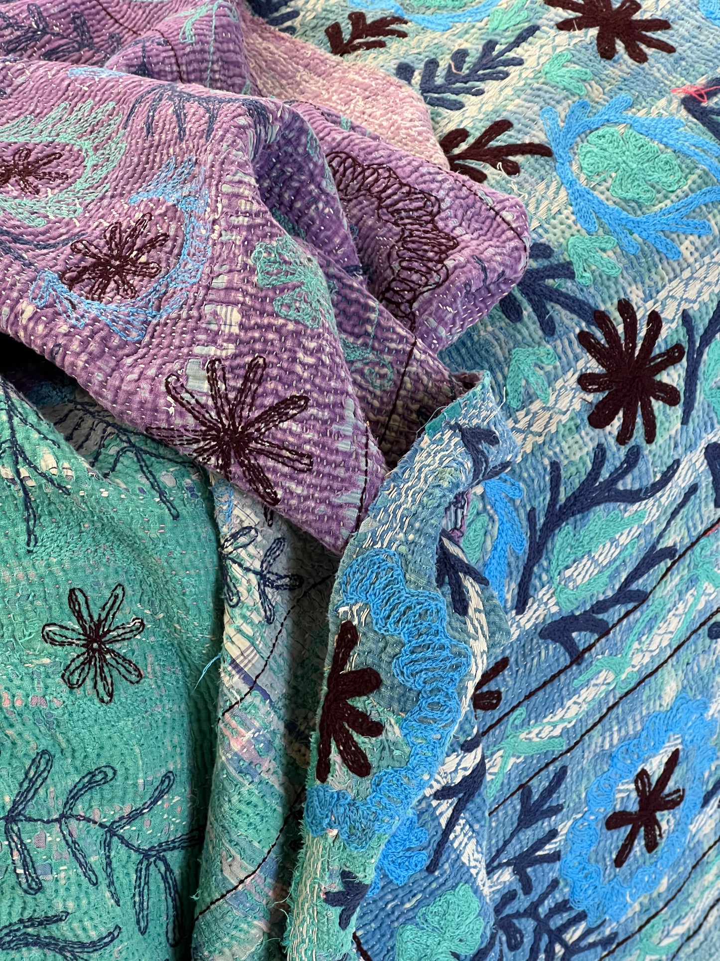 SUZANI Kantha Quilt ~ Blue