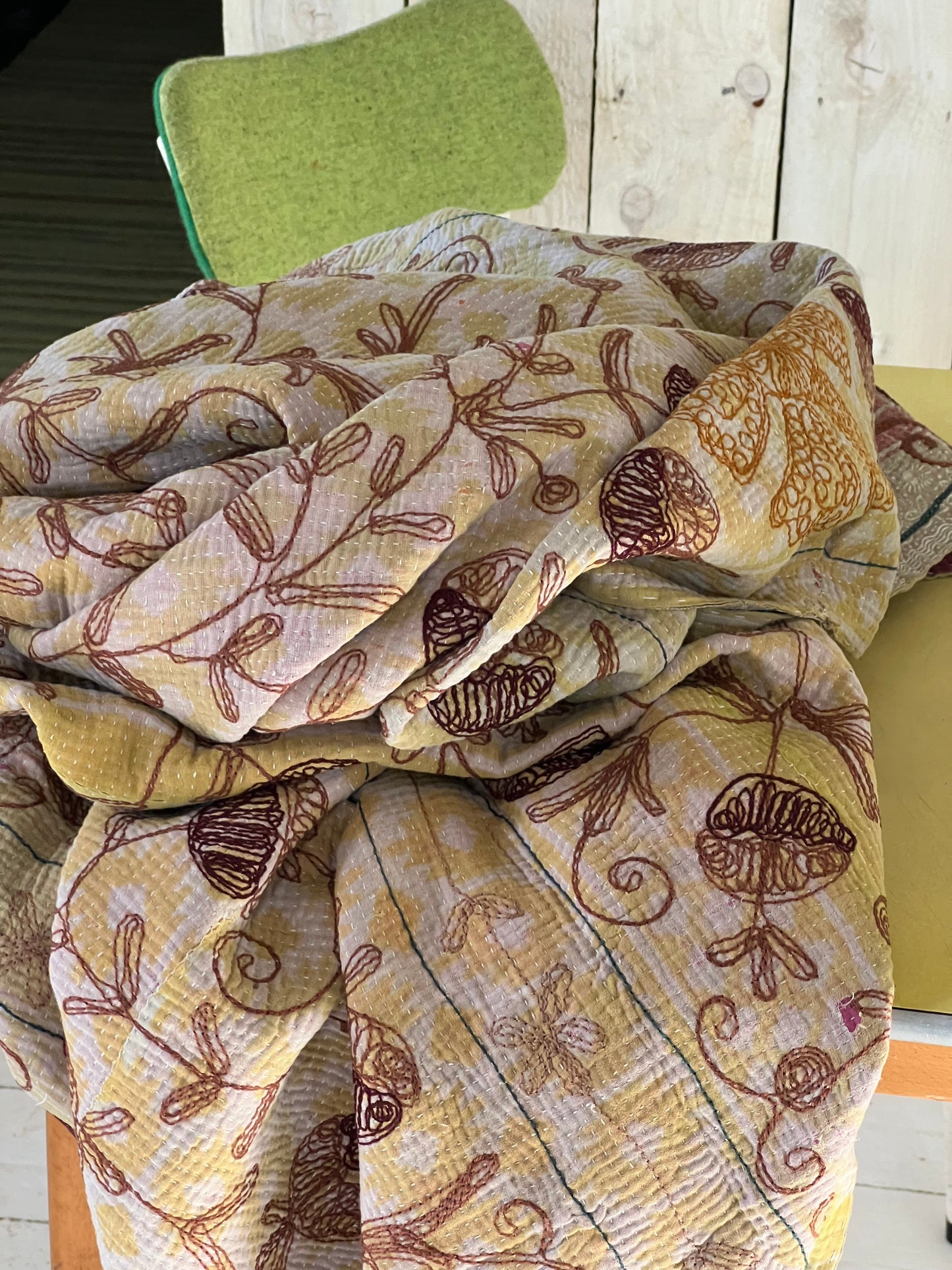 SUZANI Kantha Quilt ~ Rosemary