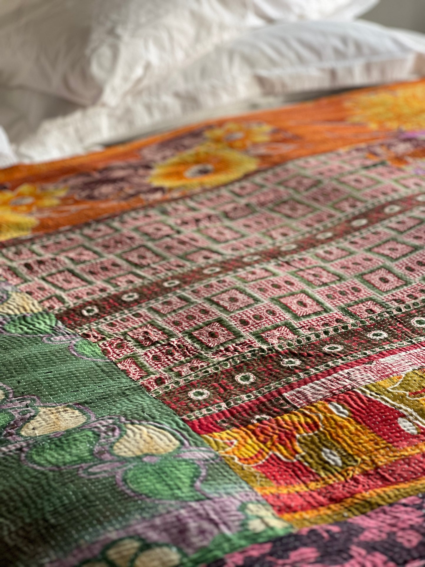 Kantha Quilt ~ Secret Garden